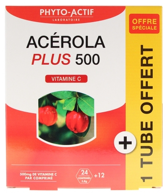 Phyto-Actif Acerola Plus 500 24 Comprimés + 1 Tube Offert