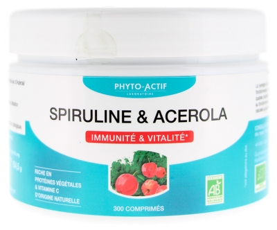 Phyto-Actif Spirulina Acerola Immunità e Vitalità Biologica 300 Compresse