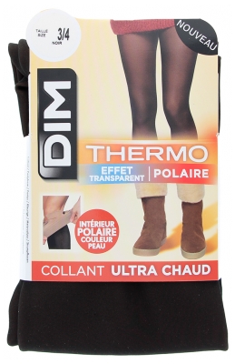 DIM Collant Polaire Thermo Effet Transparent Noir 1 Paire