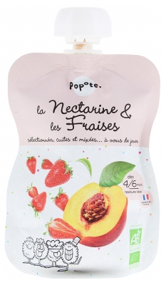 Popote Gourde La Nectarine & Les Fraises Compote From 4/6 Months Organic 120 g