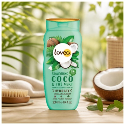 Lovea šampūnas su kokosu ir žaliąja arbata 250 ml