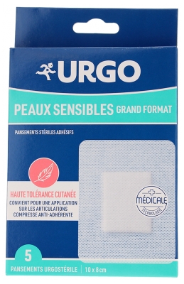 Urgo Pansements Stériles Adhésifs Grand Format Peaux Sensibles 5 Patchs