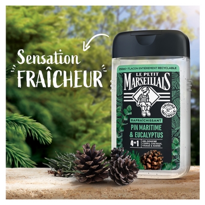 Le Petit Marseillais Gel Douche Rafraîchissant 4en1 Pin Maritime & Eucalyptus 250 ml