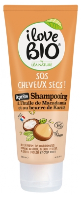 I Love Bio SOS Cheveux Secs Après-Shampoing Huile de Macadamia et Beurre de Karité Bio 200 ml