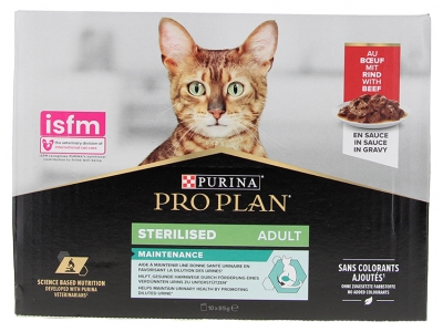 Purina Proplan Adult Cat Bustine di Manzo Sterilizzate 10x85 g