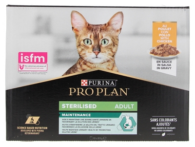 Purina Proplan Suaugusių Sterilizuotų Kačių Vištienos Pakeliai 10 x 85 g
