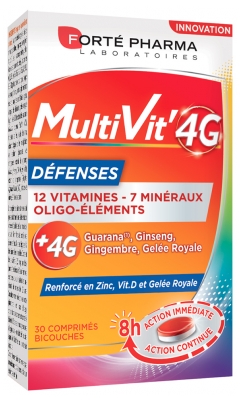 Forté Pharma MultiVit'4G Défenses 30 Comprimés Bicouches