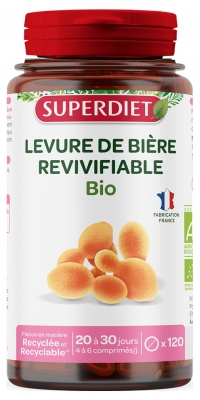 Superdiet Levure de Bière Revivifiable Bio 120 Comprimés