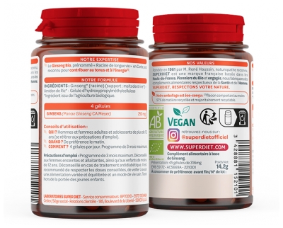Superdiet Ginseng Ecológico 45 Cápsulas