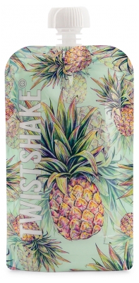 Twistshake Återanvändbar Matpåse Fruktmönster Set om 3 x 220 ml - Modell: Ananas - Vattenmelon - Banan