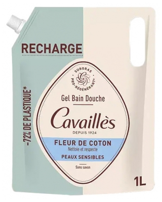 Cavaillès Shower Gel Sensitive Skin Cotton Flower Eco-Refill 1 L