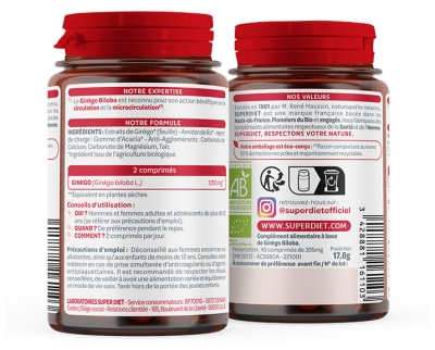 Superdiet Organic Ginkgo Biloba 45 Tablets