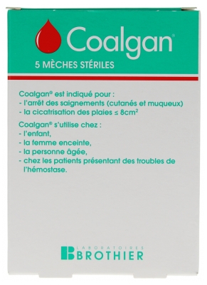 Coalgan Arrête le Saignement 5 Mèches Stériles