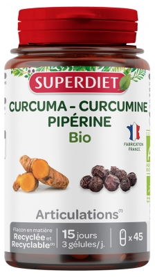 Superdiet Curcuma Curcumine Pipérine Bio 45 Gélules