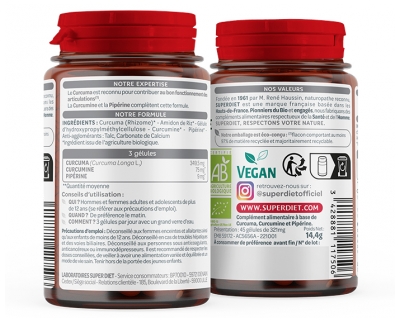 Superdiet Curcuma Piperina Organica 45 Capsule