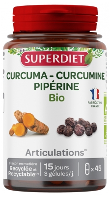 Superdiet Kurkuma Curcumine Piperine Bio 45 Capsules