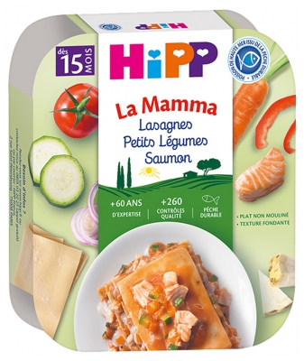 Lasania HiPP La Mamma cu Legume Mici și Somon de la 15 Luni 250 g