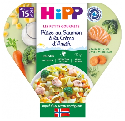 HiPP Pienet Gourmandit Pasta lohella ja tillikermalla 15 kk alkaen 250 g
