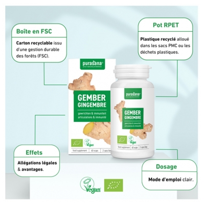 Purasana Gingembre Bio 60 Gélules