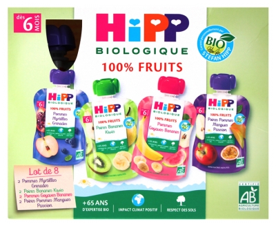 HiPP 100% Frutas a partir de 6 Meses Bio 8 Bolsitas