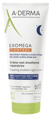 A-DERMA Exomega Control Crème Nuit Émolliente Réparatrice 200 ml