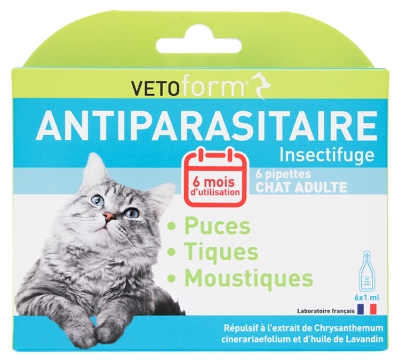 Vetoformar Repelente de Insectos Cat 6 Pipetas de 1 ml