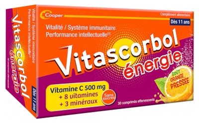 Vitascorbol Énergie Goût Orange Pressée 30 Comprimés Effervescents