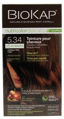 Biokap Nutricolor Delicato Rapid Hair Dye - Hair Colour: 5.34 Light Honey Chestnut