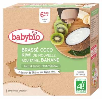 Babybio Organic Coconut Kiwi Banana Veggie Brew 6 Mesi e Oltre 4 Bottiglie da 85g