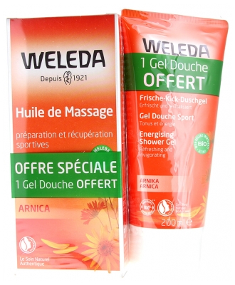 Weleda Arnika masāžas eļļa 200 ml + Arnika Sporta dušas želeja 200 ml