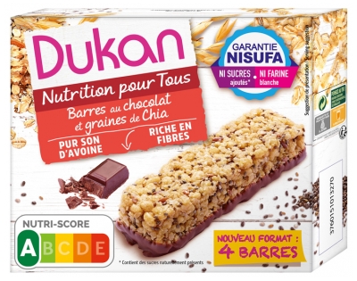 Dukan Barres au Chocolat et Graines de Chia 4 Barres