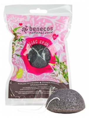 Benecos Esponja de Konjac Natural Care con Piel Grasa de Carbón de Bambú