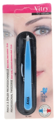 Vitry Professional Tweezers Slant Ends Coloured Stainless Steel 9cm - Colour: Blue