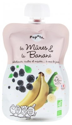 Popote Gourde Les Mûres & La Banane Compote From 4/6 Months Organic 120 g