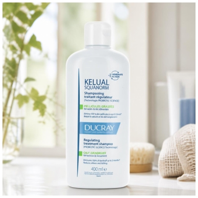 Ducray Kelual Squanorm Shampoing Traitant Régulateur Pellicules Grasses 400 ml