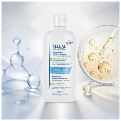 Ducray Kelual Squanorm Shampoing Traitant Régulateur Pellicules Grasses 400 ml