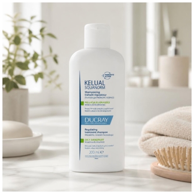 Ducray Kelual Squanorm Riebių Pleiskanų Reguliuojamasis Gydomasis Šampūnas 200 ml