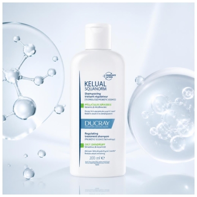 Ducray Kelual Squanorm Riebių Pleiskanų Reguliuojamasis Gydomasis Šampūnas 200 ml
