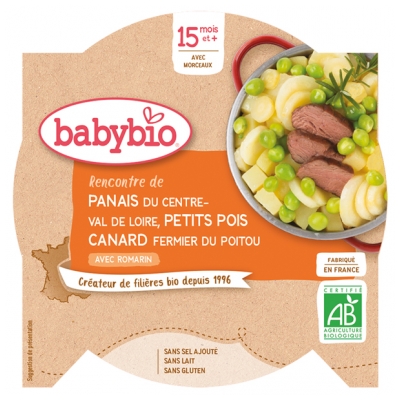 Babybio Panais Petits Pois Canard 15 Mois et + Bio 260 g