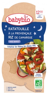 Babybio Boa Noite Ratatouille à Provençale & Arroz 12 Meses e + Bio 2 Taças de 200 g