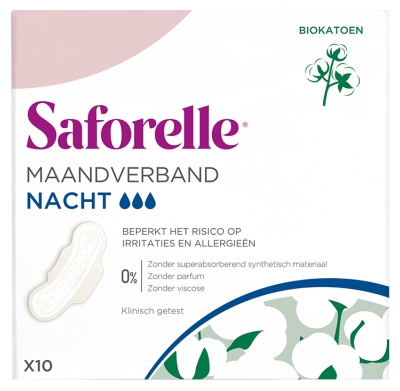 Saforelle Serviettes Hygiéniques Nuit 10 Serviettes Hygiéniques