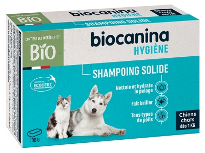 Biocanina Hygiène Shampoing Solide pour Chiens et Chats Bio 100 g