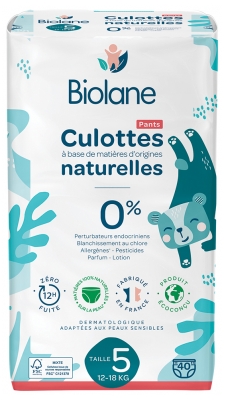 Biolane Culottes Naturelles 40 Culottes Taille 5 (12-18 kg)