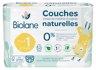 Biolane Pieluchy Naturalne 28 Pieluch Rozmiar 1 (2-5 Kg)