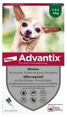 Advantix Very Small Dogs Up To 4kg 4 Pipettes