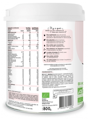 Popote Eerste Leeftijd van 0 tot 6 Maanden Bio 800 g