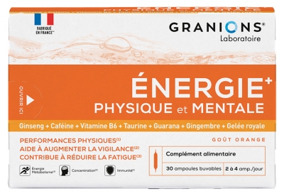 Granions Fysieke en Mentale Energie 30 Ampullen