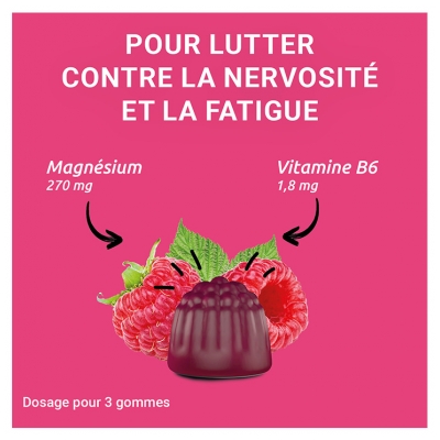 Mag 2 Gommes Nervosité Fatigue Framboise Lot de 2 x 45 Gummies