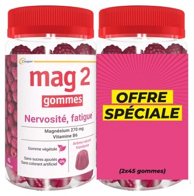 Mag 2 Gummies Nervositet Trötthet Hallon 2 x 45 Gummies
