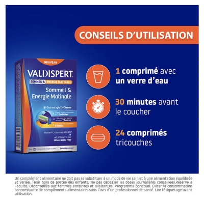Valdispert Mélatonine Sommeil & Énergie Matinale 24 Comprimés
